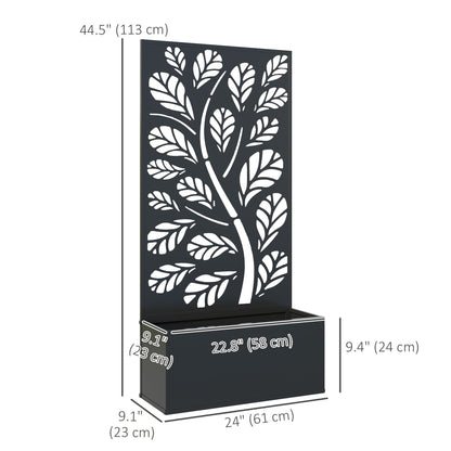 Metal Raised Garden Bed with Privacy Panel, Freestanding or Wall Mounted Outdoor Planter Box for Garden, Patio