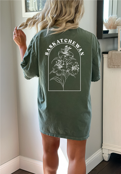 Line Art Prairie Lily Unisex T-shirt | Saskatchewan Apparel