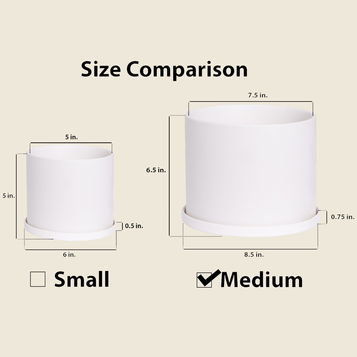 Medium White Pot with Saucer