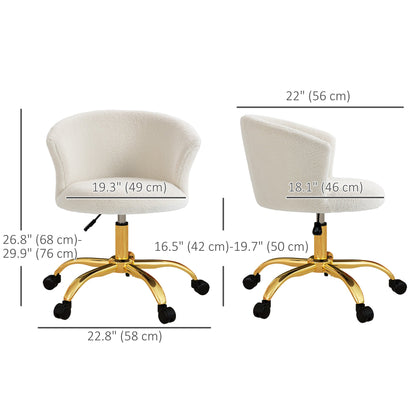 Armless Office Chair, Fluffy Computer Desk Chair with Adjustable Height, Swivel Wheels, Mid Back, Grey