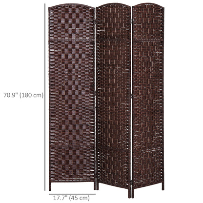 6ft Folding Room Divider, 3 Panel Wall Partition with Wooden Frame for Bedroom, Home Office, Natural