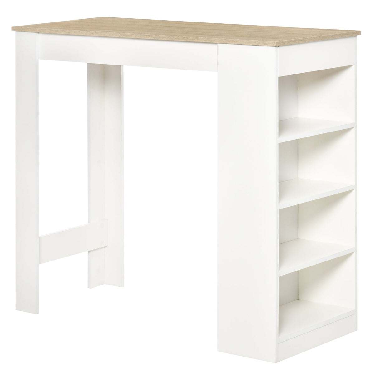 Bar Table, High Top Pub Table with 4 Storage Shelves, Modern Bar Height Table for Home Bar, Kitchen, Grey