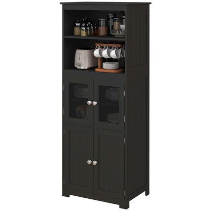 63" Small Buffet with Hutch, 4-Door Kitchen Pantry, Freestanding Storage Cabinet with Adjustable Shelf for Dining Room, Living Room, White