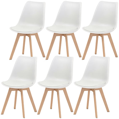Modern Dining Table Chairs Set of 4, Rubber Wood Kitchen Table Chairs with PU Leather Cushion for Living Room, Bedroom