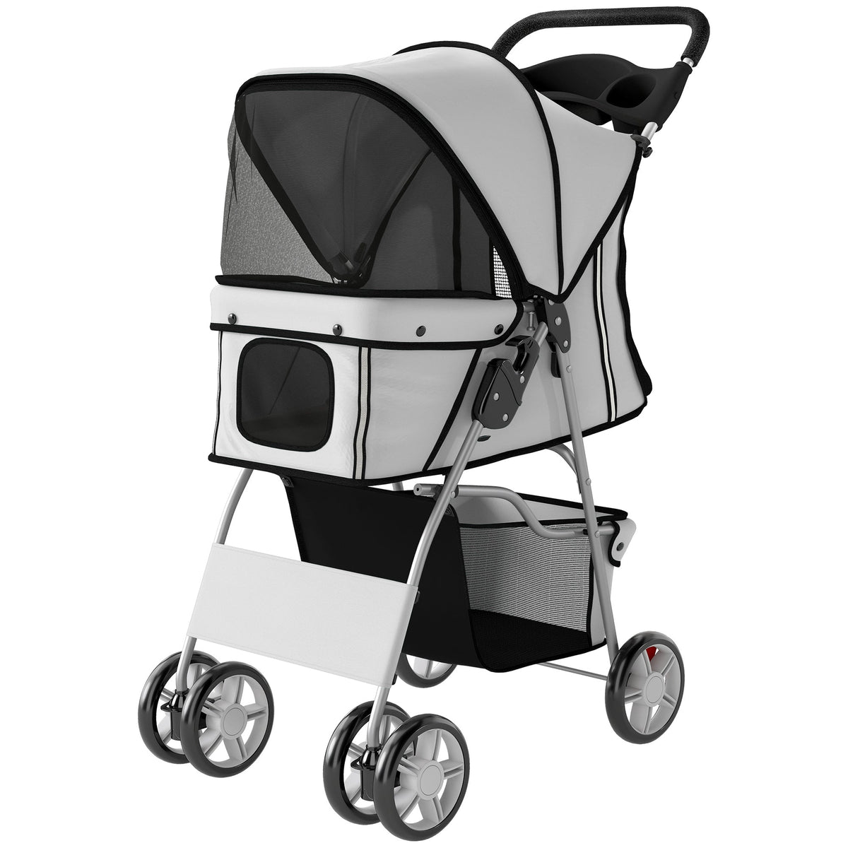 Pet Stroller with Reflective Strips, Foldable Cat Stroller with 360° Swivel Wheels for Small Dogs and Cats, Blue