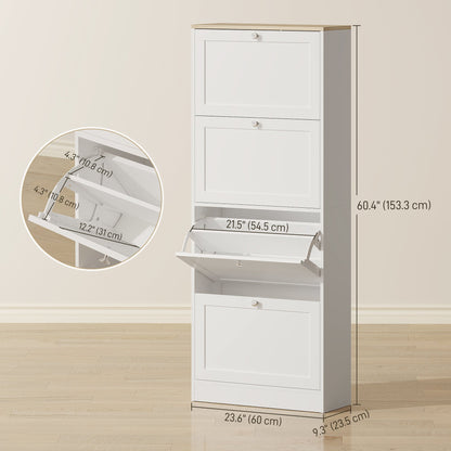 Modern Shoe Storage with 3 Flip Drawers and Adjustable Shelves, Shoe Cabinet Organizer for 12-18 Pairs of Shoes, Black