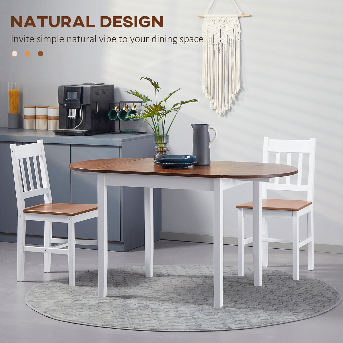 Solid Wood Kitchen Table, Drop Leaf Tables for Small Spaces, Folding Dining Table, Black