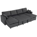Theo U-Shaped Sleeper Sectional with Storage Chaise-Grey