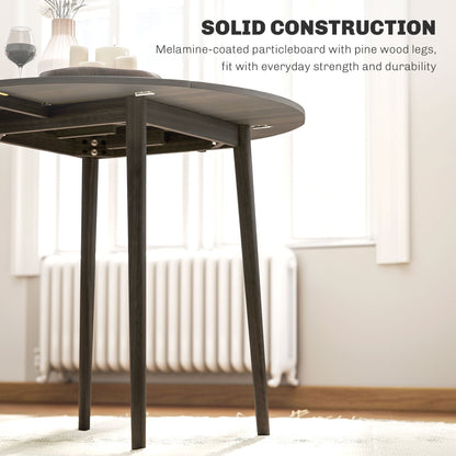Folding Dining Table, Round Drop Leaf Kitchen Table for Small Spaces with Wood Legs, Oak