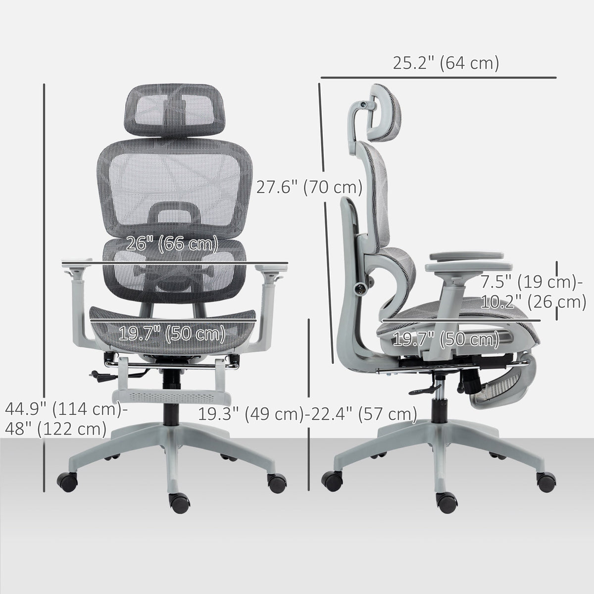 Mesh Office Chair with 3D Armrest, High Back Desk Chair with Lumbar Support, 135° Reclining, Adjustable Headrest, Black