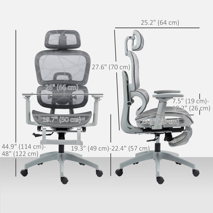 Mesh Office Chair with 3D Armrest, High Back Desk Chair with Lumbar Support, 135° Reclining, Adjustable Headrest, Black