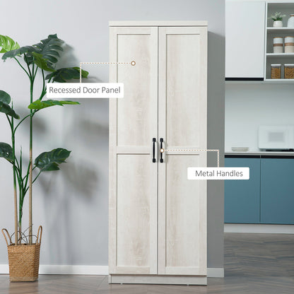 63" Kitchen Storage Cabinet, 5-tier Pantry Cabinet with Doors and Adjustable Shelves for Dining Room, Black