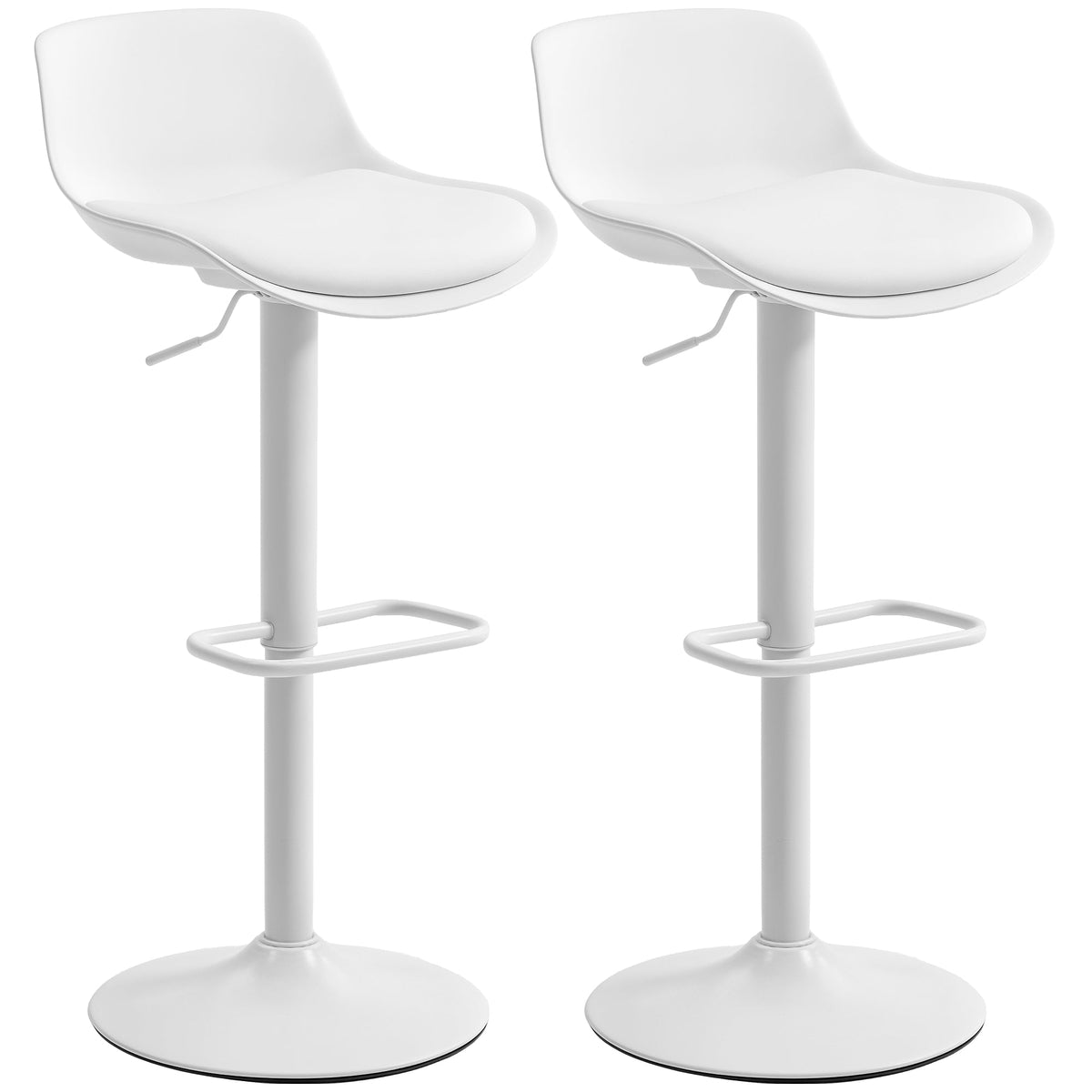 Zee Counter Height/Bar Stools Set of 2 with Adjustable Height and Swivel Seat-White