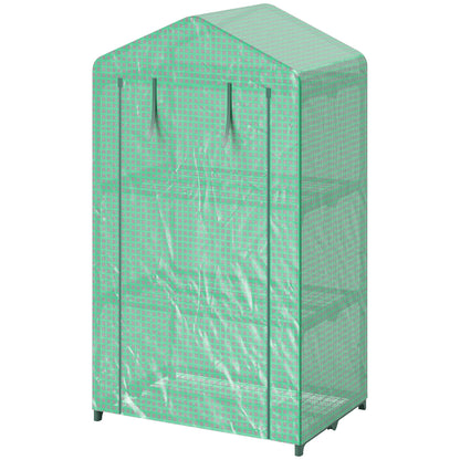 5 Tier Mini Greenhouse, Portable Outdoor Flower Stand with Shelf Clips, Indoor Greenhouse with Steel Frame, Transparent, 27.25" x 19.25" x 76", Green