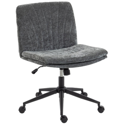 Criss Cross Chair with Wheels, Wide Office Chair with No Arms, Adjustable Height, Tilting, Beige