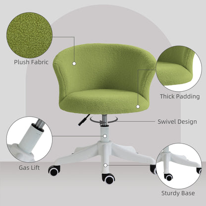 Armless Office Chair, Fluffy Computer Desk Chair with Adjustable Height, Swivel Wheels, Mid Back, Grey