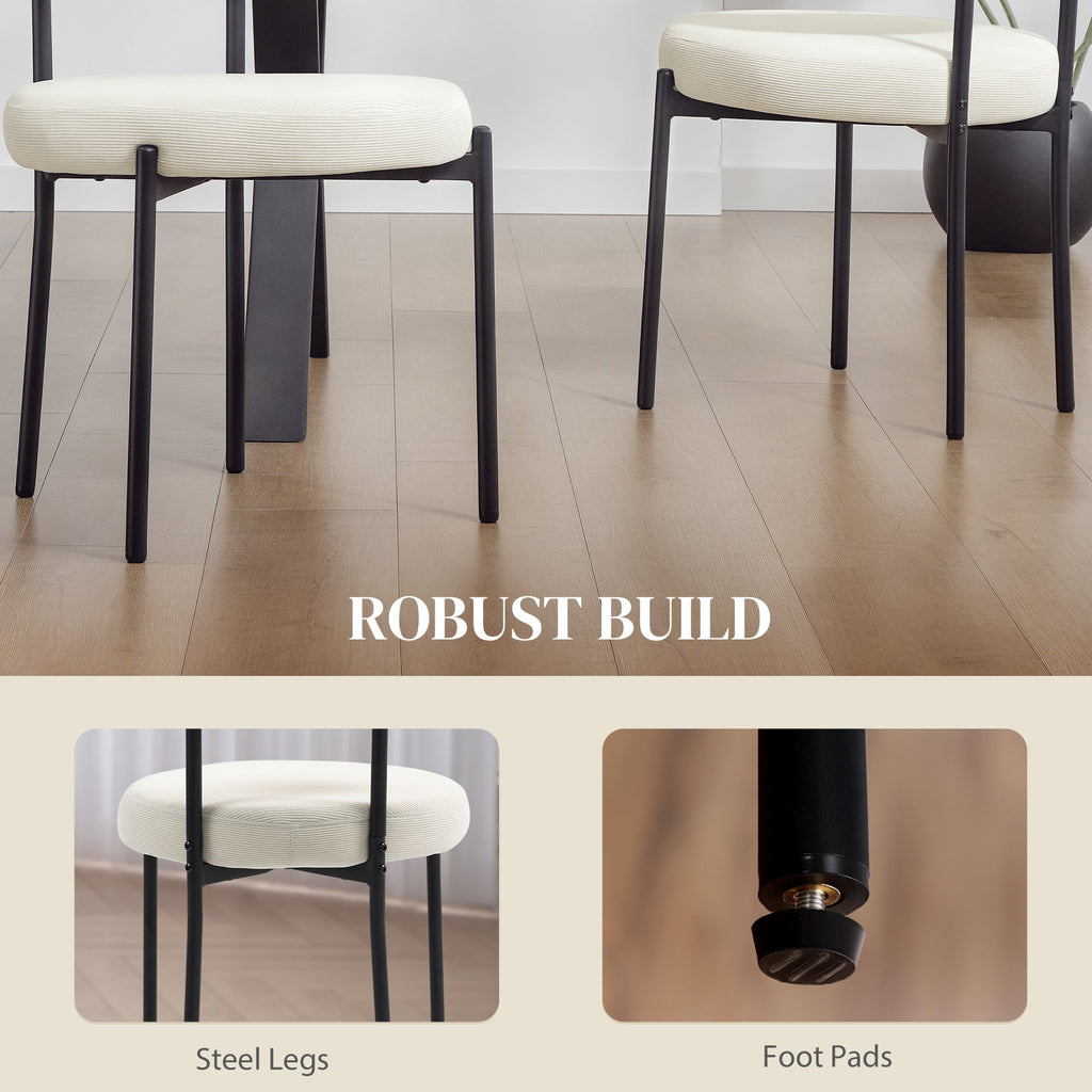 Avery 4 Pieces Modern Dining Chairs with Corduroy Upholstery-Beige