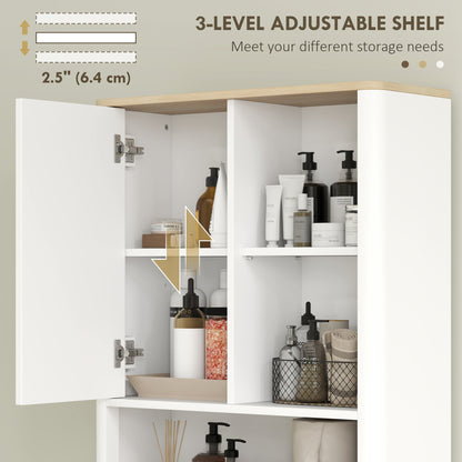 Over The Toilet Storage Cabinet, Bathroom Space Saver Cabinet with Adjustable Shelf, Bathroom Organizer, White