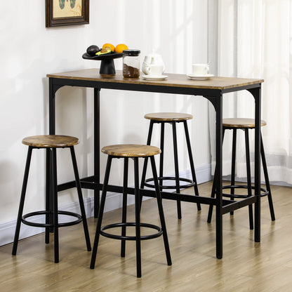 5-Piece Bar Table Set for 4, Industrial Counter Height Bar Table and Chairs for Kitchen, Dining Room, Grey