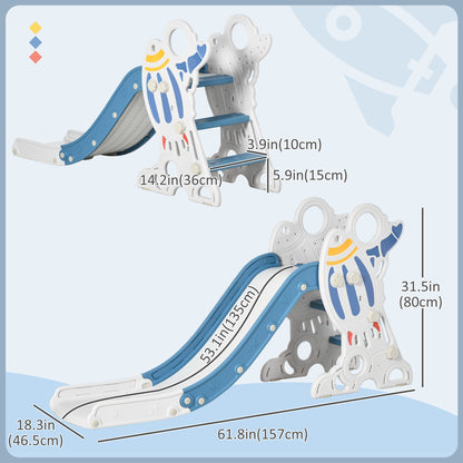 Toddler Slide Indoor for Kids 1.5-3 Years Old, Space Theme Climber Slide Playset, Blue