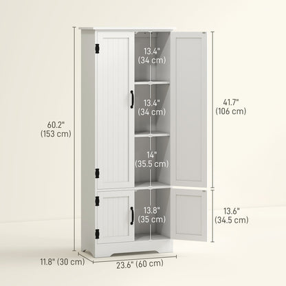 48" 4-Door Storage Cabinet Multi-Storey Large Space Pantry with Adjustable Shelves Black