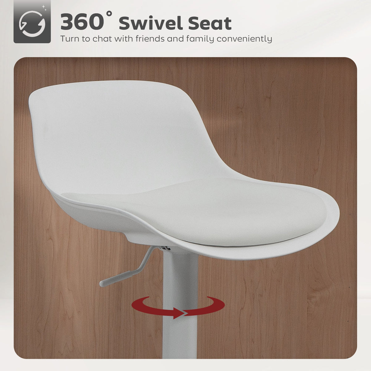 Zee Counter Height/Bar Stools Set of 2 with Adjustable Height and Swivel Seat-White