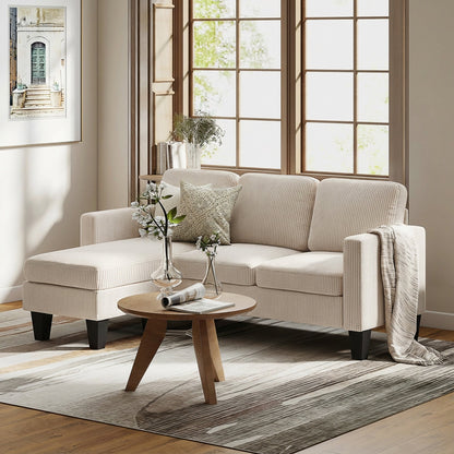 Sectional Sofa, L Shaped Couch, with Changeable Chaise or Ottoman, Dark Grey