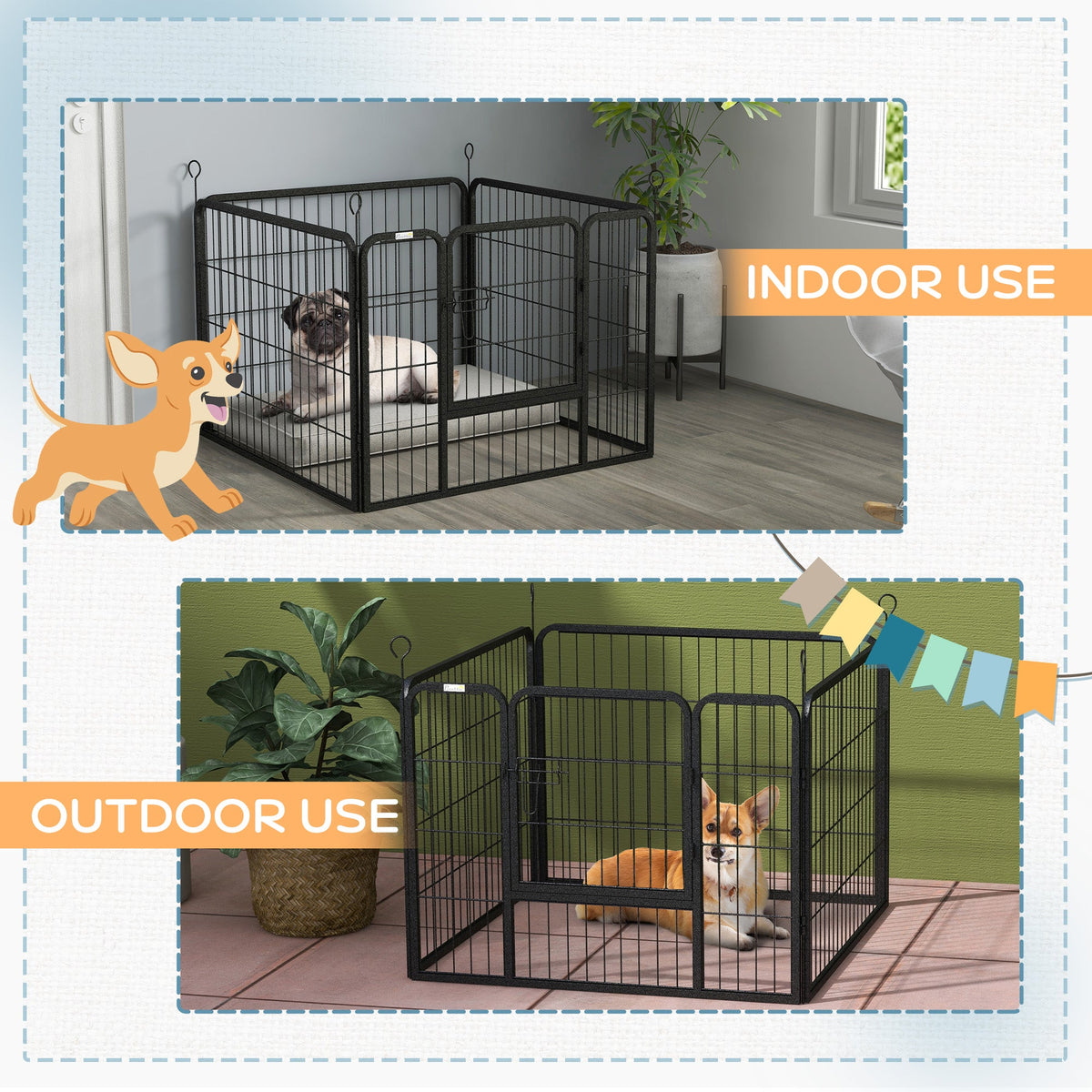 Metal Pet Playpen with Gate Indoor Outdoor for Small Animal