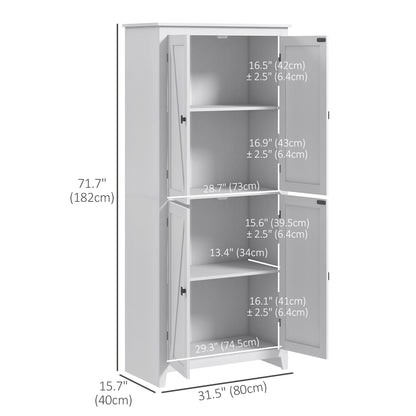 72" Freestanding Storage Cabinet, Kitchen Pantry Cabinet with Doors and Shelves for Dining Room, Natural