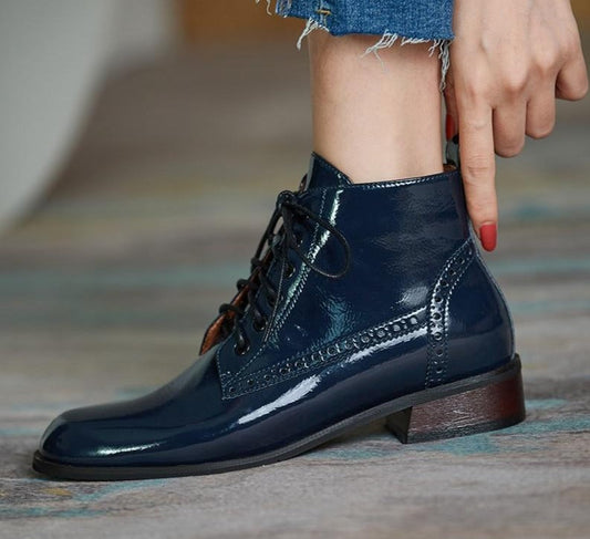 Genuine Leather Low Heel Boots