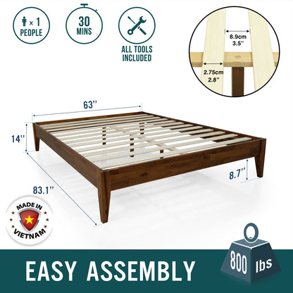 Acacia Mervyn Solid Wood Platform Bed for Timeless Comfort and Style