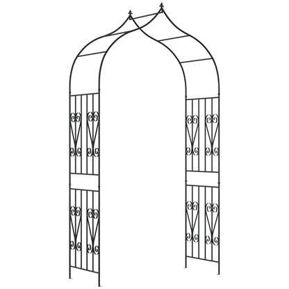 8.7FT Garden Arch Trellis, Outdoor Wedding Arbor for Ceremony with Scrollwork Design for Climbing Roses, Vines and Plants