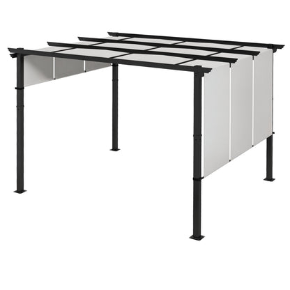 10' x 10' Metal Pergola, Outdoor Pergola with Retractable Canopy, for Garden, Patio, Backyard, Deck, Charcoal Grey