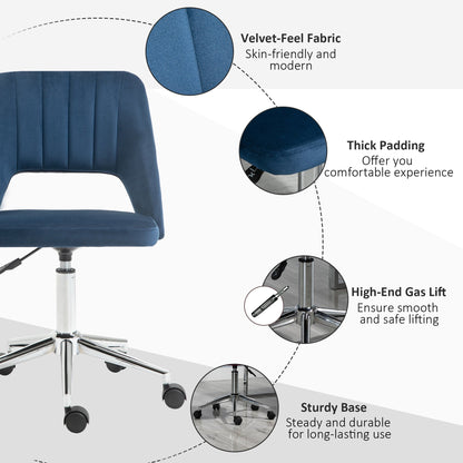 Mid Back Office Chair Velvet Fabric Swivel Scallop Shape Computer Desk Chair, Green