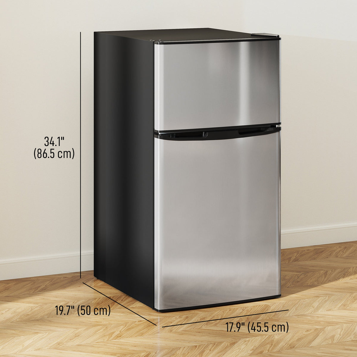 3.2 Cu Ft Compact Refrigerator, Mini Fridge with Freezer, Adjustable Shelves and Reversible Doors for Bedroom, Black