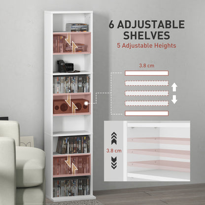 Media Storage Cabinet, 9-Tier Tall Narrow DVD Shelf with 6 Adjustable Shelves, Black