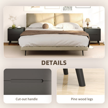 Nightstand, Bedside Table with 2 Drawers, Modern Side End Table with Solid Wood Legs for Bedroom, White