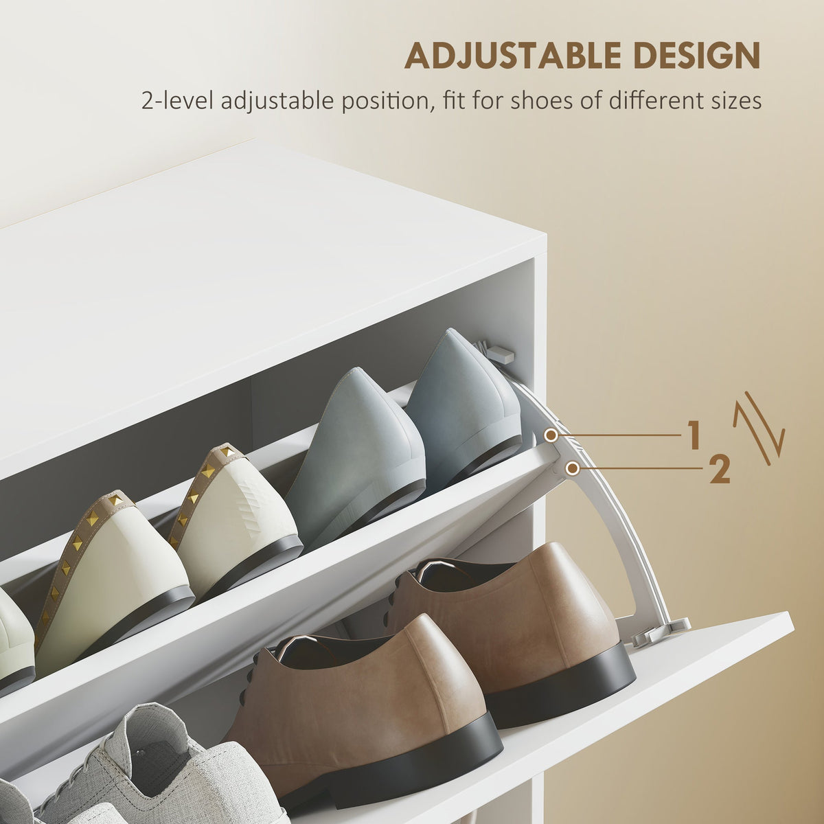 Flip Down Shoe Storage, Multi Cabinet, Wooden Shoe Rack, Entryway Shelf, 4 Drawer Organizer, Freestanding Unit, Brown