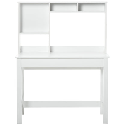 Computer Desk with Hutch, Home Office Table with Storage Shelves and Open Compartments for Writing, Work, Brown