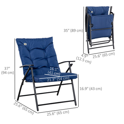 Foldable Lounge Chair, Fabric Upholstered Recliner, Outdoor Lounger with Armrest, Metal Frame for Backyard, Black