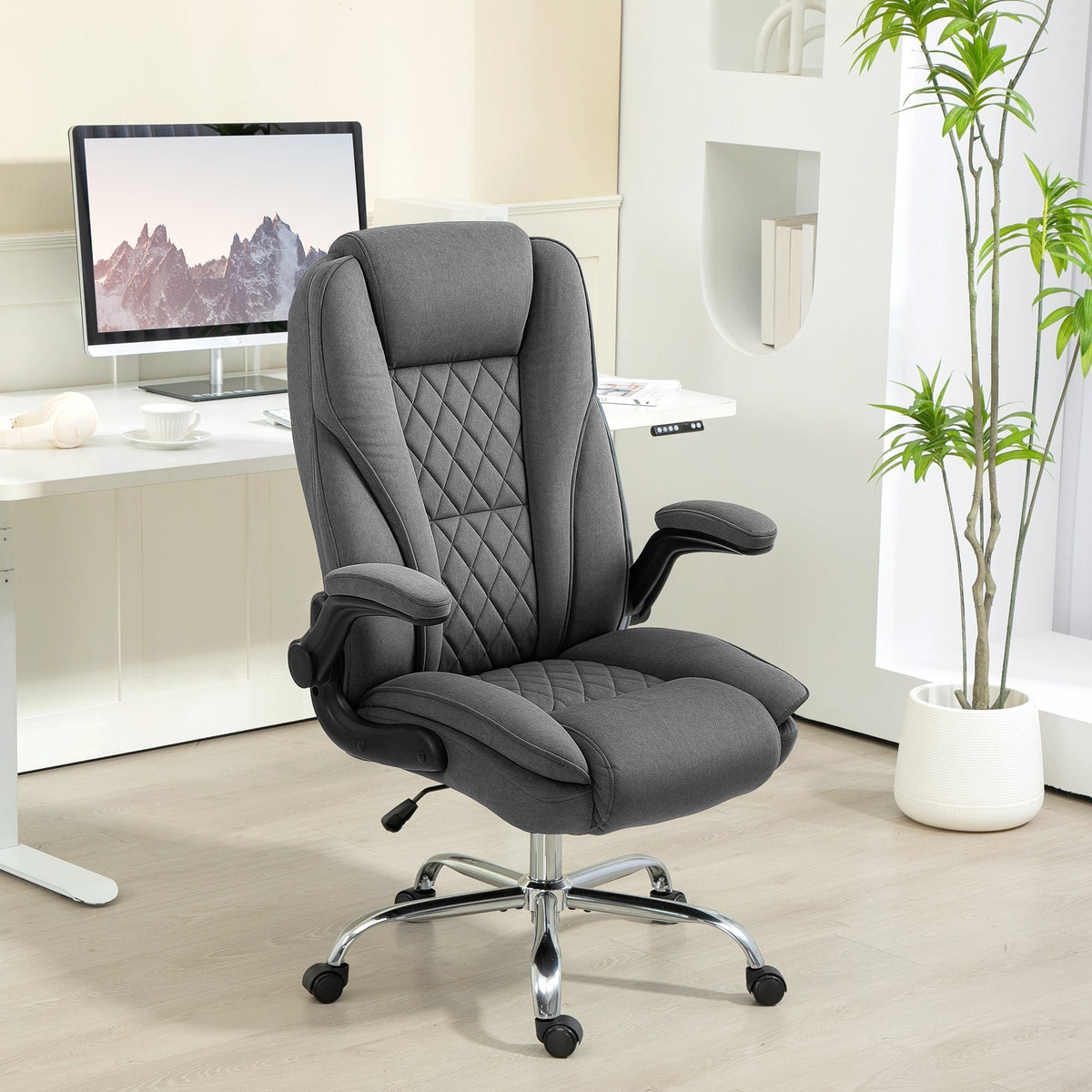 Hayden Executive Office Chair with Flip-up Armrest-Dark Grey