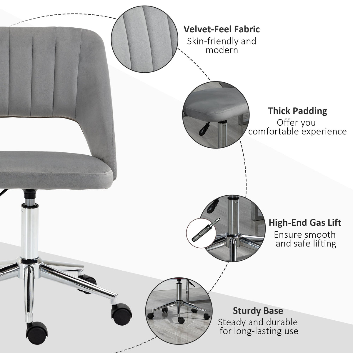 Mid Back Office Chair Velvet Fabric Swivel Scallop Shape Computer Desk Chair, Green