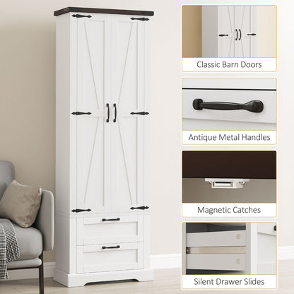 71" Tall Kitchen Pantry Cabinet, Farmhouse Kitchen Storage Cabinet with 2 Drawer and Adjustable Shelves, Black