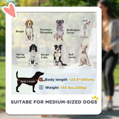 Foldable Pet Stroller for Medium Dogs with Four Big Wheels, Shock-Absorbing Frame, Safety Leashes, Brakes, Black