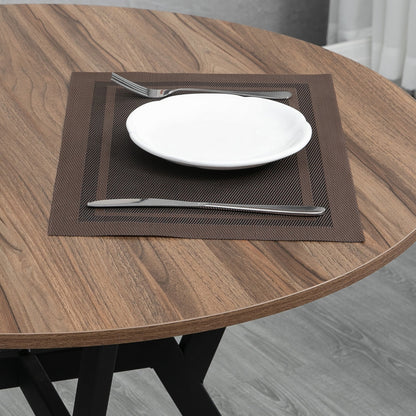 Ainsley 35" Round Dining Table with Steel Frame-Brown