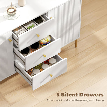 Buffet Cabinet, Modern Sideboard with 3 Soft-Close Drawers and 2 Adjustable Shelves for Living Room, Kitchen, Black