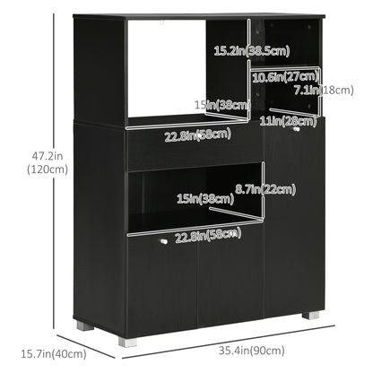 Compact Kitchen Pantry Cabinet Server Hutch Storage Buffet with Microwave Oven Stand Drawer and Shelves, White