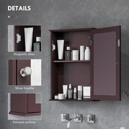 Bathroom Mirror Cabinet, Wall Mounted Medicine Cabinet with Door and Shelves, White