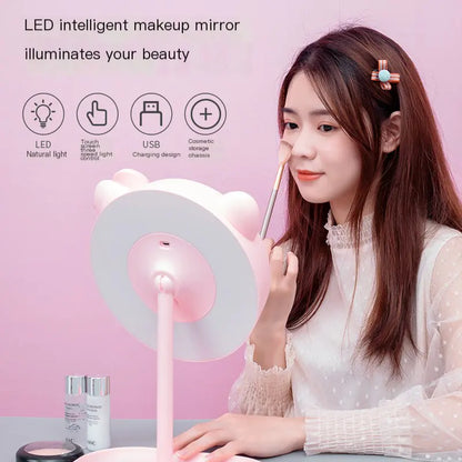 LED Makeup Mirror Desk Lamp - Cute Cartoon Design