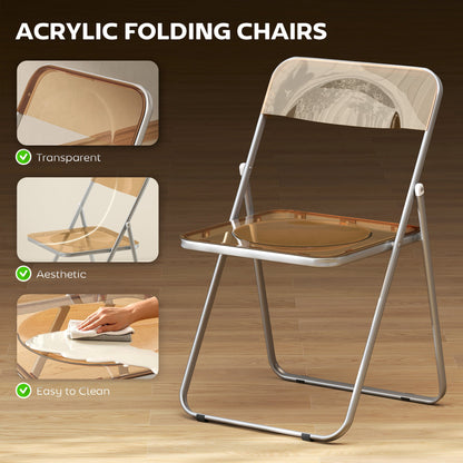 4 Pack Acrylic Foldable Chairs, Transparent Folding Chairs for Living Room, Home Office, Party, Clear